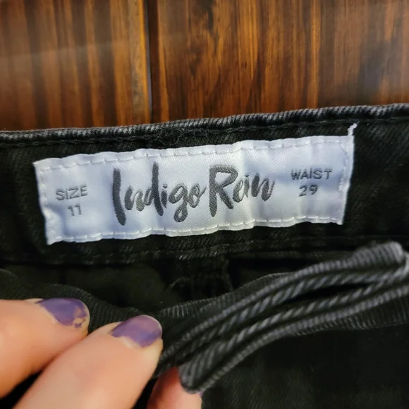Indigo Rein Black Jean Skirt. Star Embellished - Picture 6 of 13